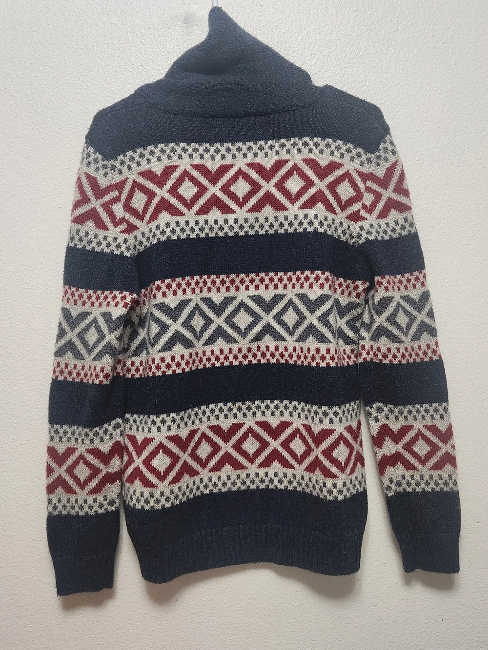 VTG Y2K Abercrombie & Fitch Shawl Collar Sweater S Nordic Fair Isle Preppy